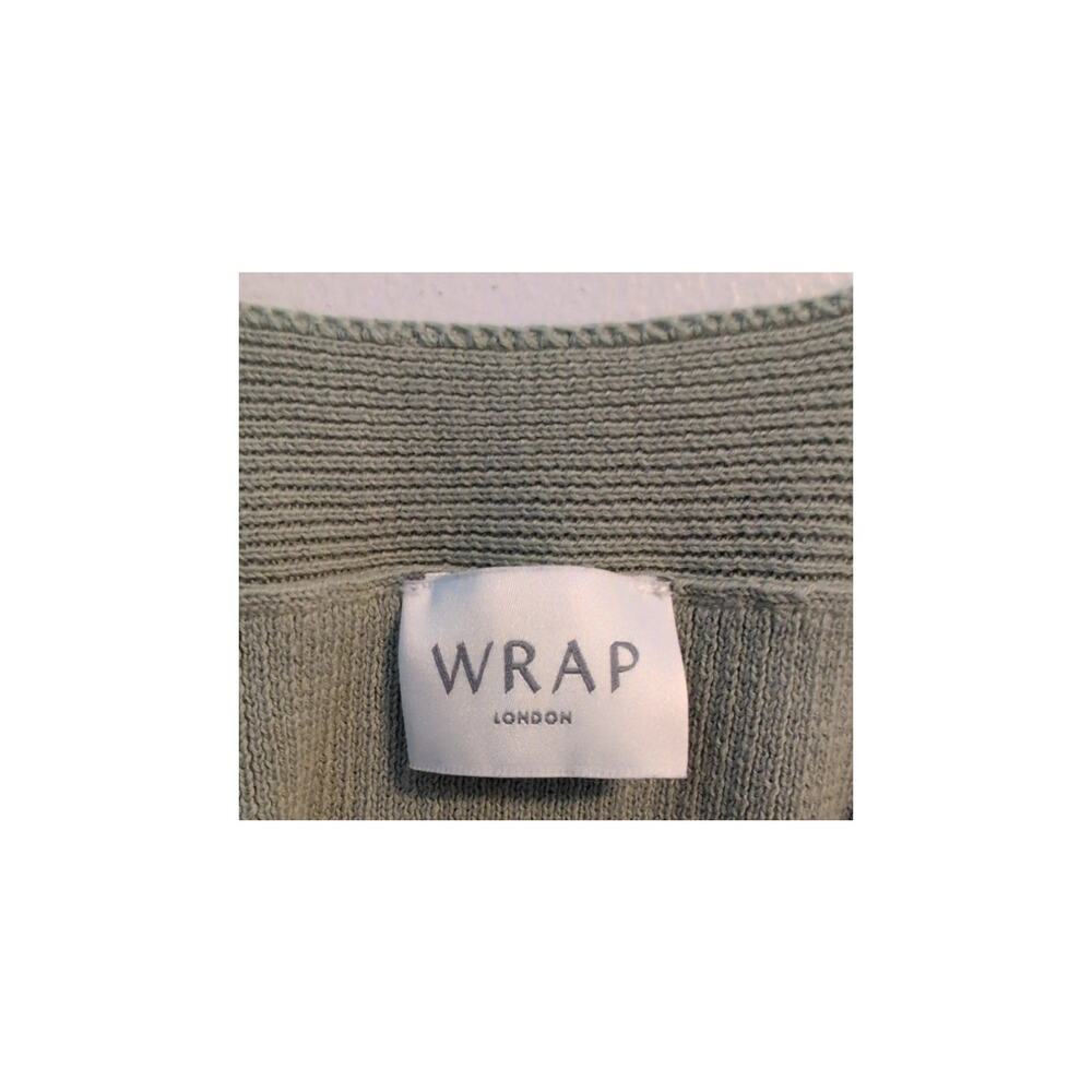 Olive WRAP London Medium Green Cotton Square Neck Crochet Sleeve Blouse - Picture 4 of 5